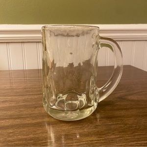 Vintage Thumbprint Clear Heavy Glass Beer Mugs Stein 12 oz Barware Thick
